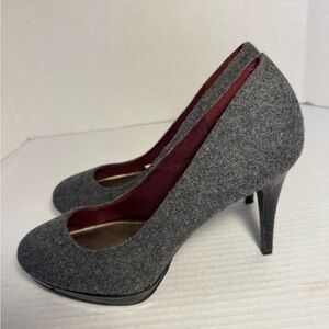 Christian Siriano For Payless Faux Wool Gray and Burgundy Heels 7.5